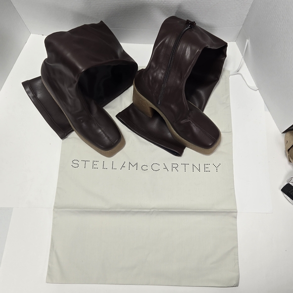 Stella McCartney Skyla Stretch Alter Mat Dark Brown Over-the-Knee Boots Size 7 - Picture 3 of 16